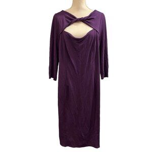 Lane Bryant Dress Womens‎ 18/20 Purple Stretchy Knit Midi Cut Out Cocktail Party